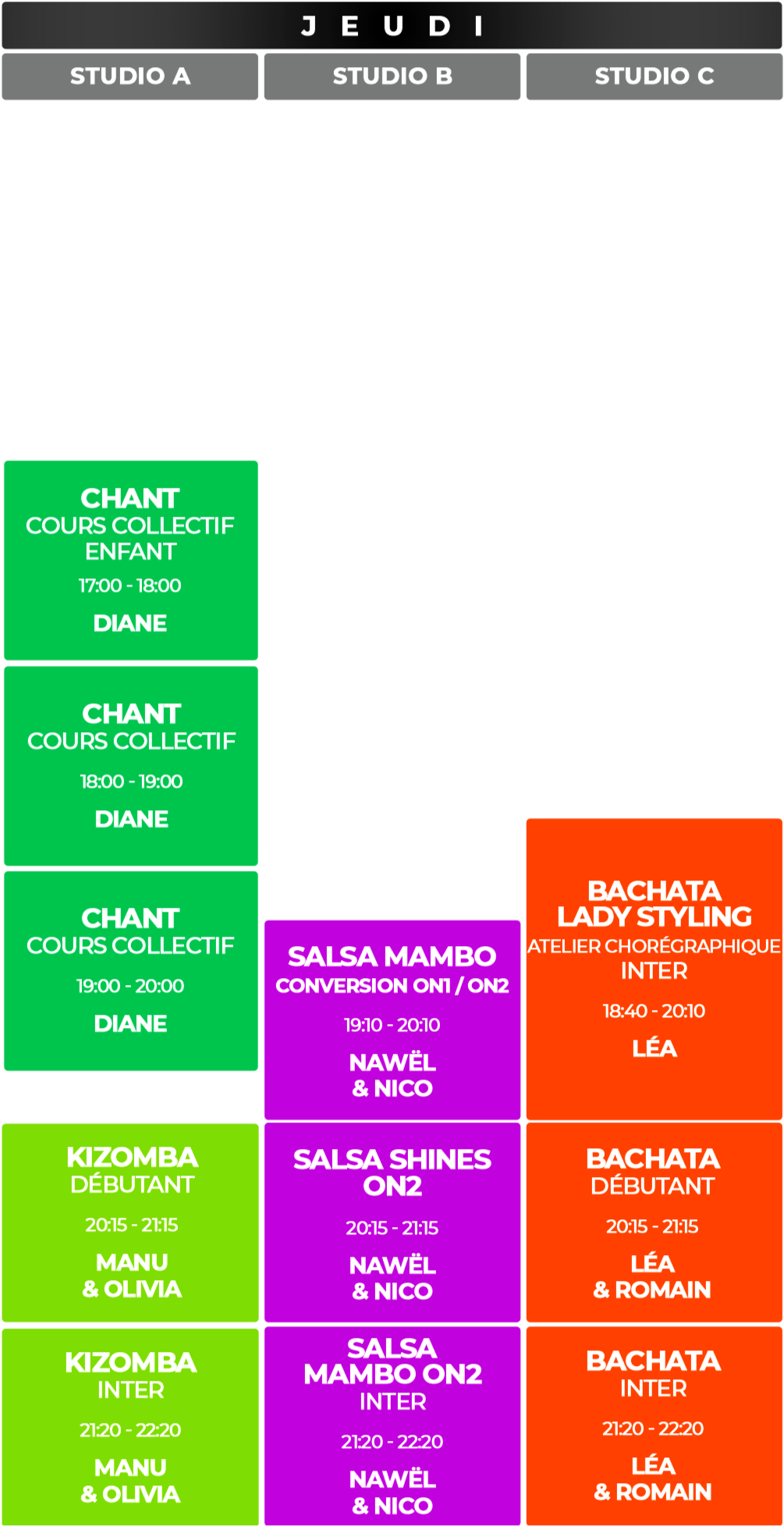 Planning Mambocha 2022 2023 jeudi vendredi